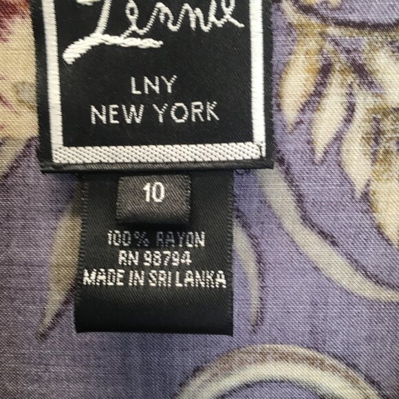 Old Money Classic Shirt Dress Womens 10 Purple Floral Button Belted Rayon - Picture 15 of 15